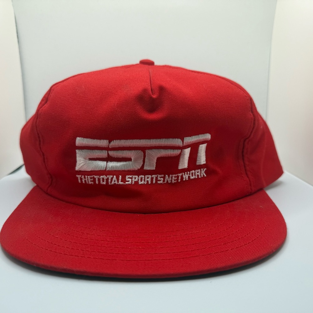 🧢 Vintage ESPN “The Total Sports Network” Snapback Hat – Red – Made in USA